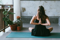  Woman practicing yoga